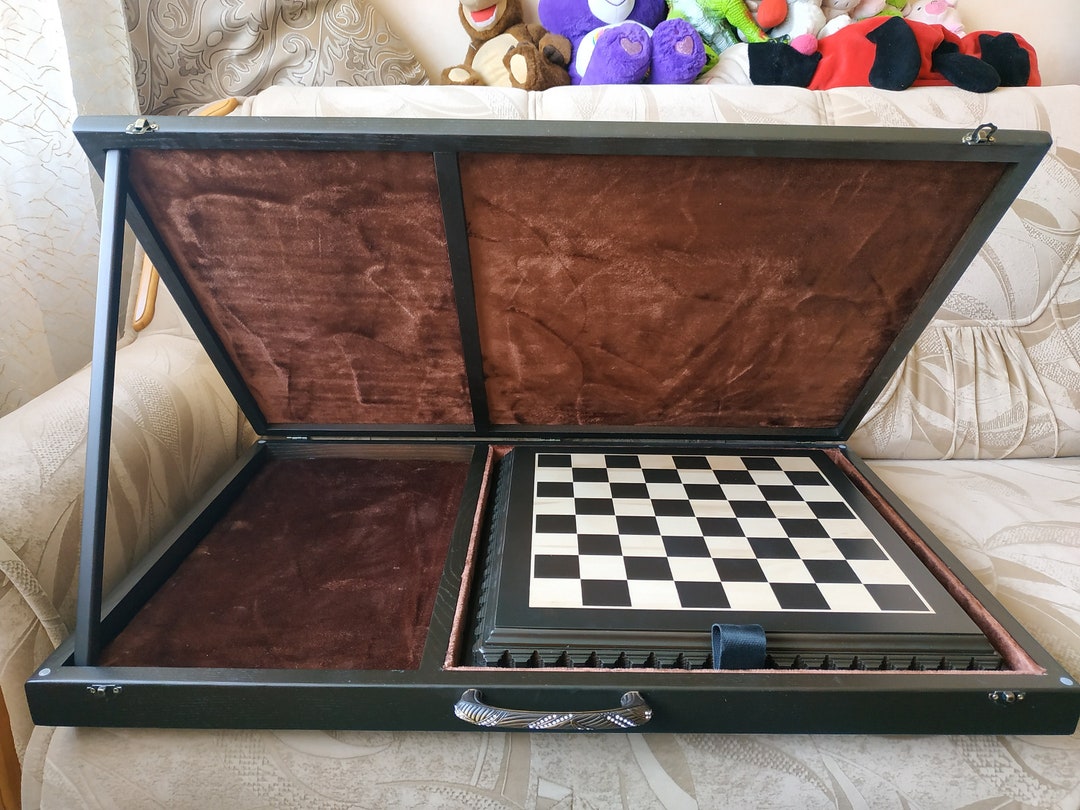 Handmade Wooden Chess Set Storage Box: Solid Wood Carry Case - Etsy