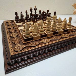 Wooden Chess set "To my KING" Custom Engraving chess board pieces wood carving family game chess set unique exclusive handmade chess gift