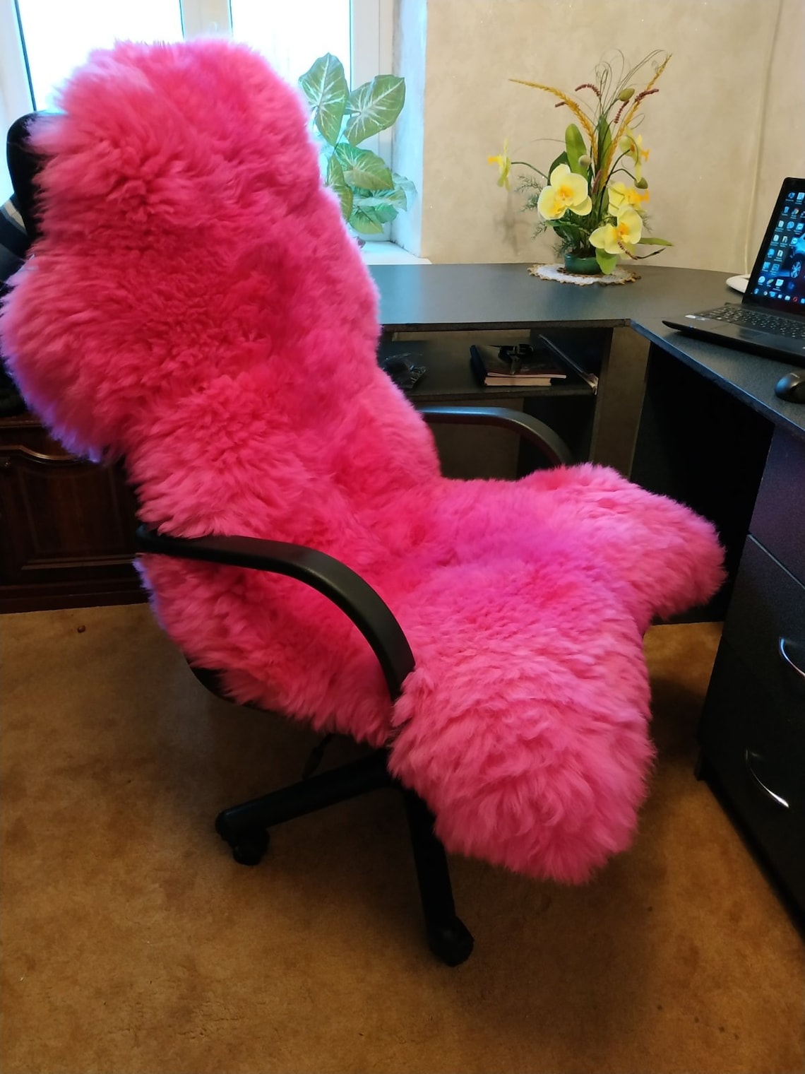 Office Chair Cover Genuine Sheepskin Seat Cape Universal Warm Etsy