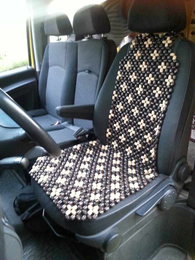 PAIR Beaded Car Seat Cover BLACK With Headrest Front Universal Etsy