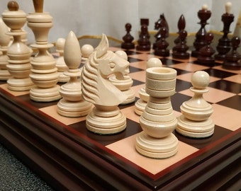 Wooden chess pieces &quot;Elite Сlassic&quot;exclusive carved wood unique woodcarving  handmade gift for father husband boyfriend, PRICE without BOARD