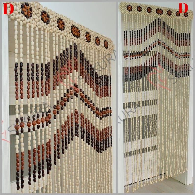 Beaded Door Curtain 120W x 84L decor for living room window Wood blinds Doorway big size Beads Curtains Handmade unique gift wife mother image 7