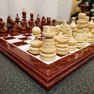 Wooden chess pieces exclusive chess set board carved wood unique woodcarving handmade Christmаs gift ideа Аnniversаry for husband boyfriend