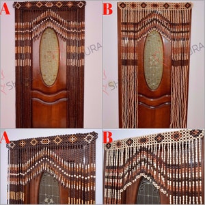 Beaded Door Curtain 120W x 84L decor for living room window Wood blinds Doorway big size Beads Curtains Handmade unique gift wife mother image 5