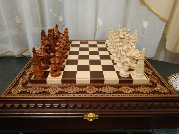 WE Games Folding Wood Travel Chess Set- 11.5 in Walnut Veneer Board