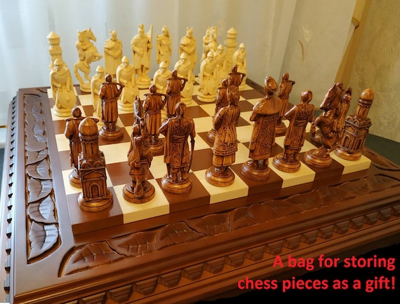 Chess Set - Wood & Metal Men on Alpha Numeric Board – WorldWise Imports