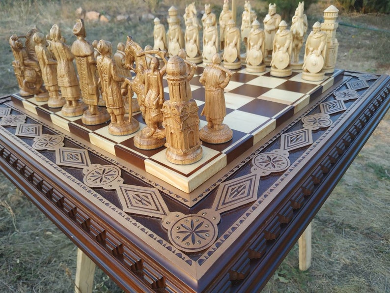 Wooden Chess set Custom Engraving chess board chess pieces Etsy