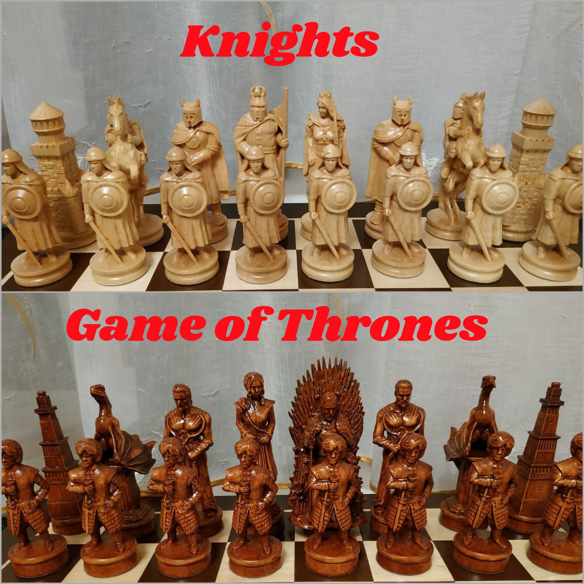 Chess pieces Game of Thrones Knights large high pieces ...