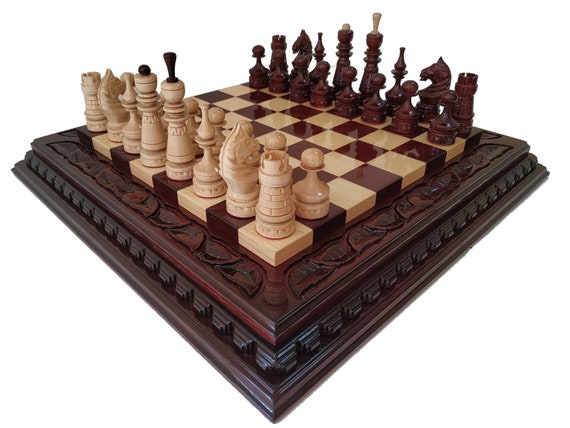 Chess Set - Wood & Metal Men on Alpha Numeric Board – WorldWise Imports