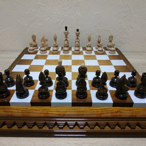 Wooden Chess Set Chess Board Wood Chess Pieces Wood Carving - Etsy