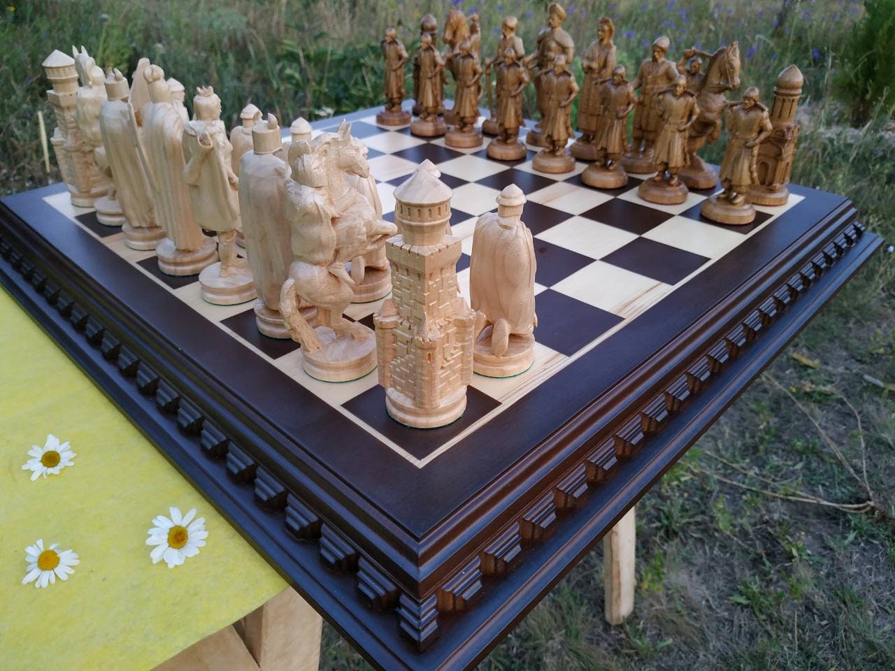  The Veles Chess Set, Wooden Handmade European Chess Pieces, 2.3  Inch Tall King, Storage Chess Board 11.75 x 11.75 Inch, ChessCemtral's  Carpathian Collection Board Game : Toys & Games