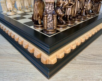 手作りの木製チェスセット：彫刻された駒、独占デザイン - Etsy 日本