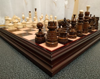 Wooden Chess set "Сlassic"board pieces wood carving handmade family game chess unique exclusive Christmas gift for husband father boyfriend