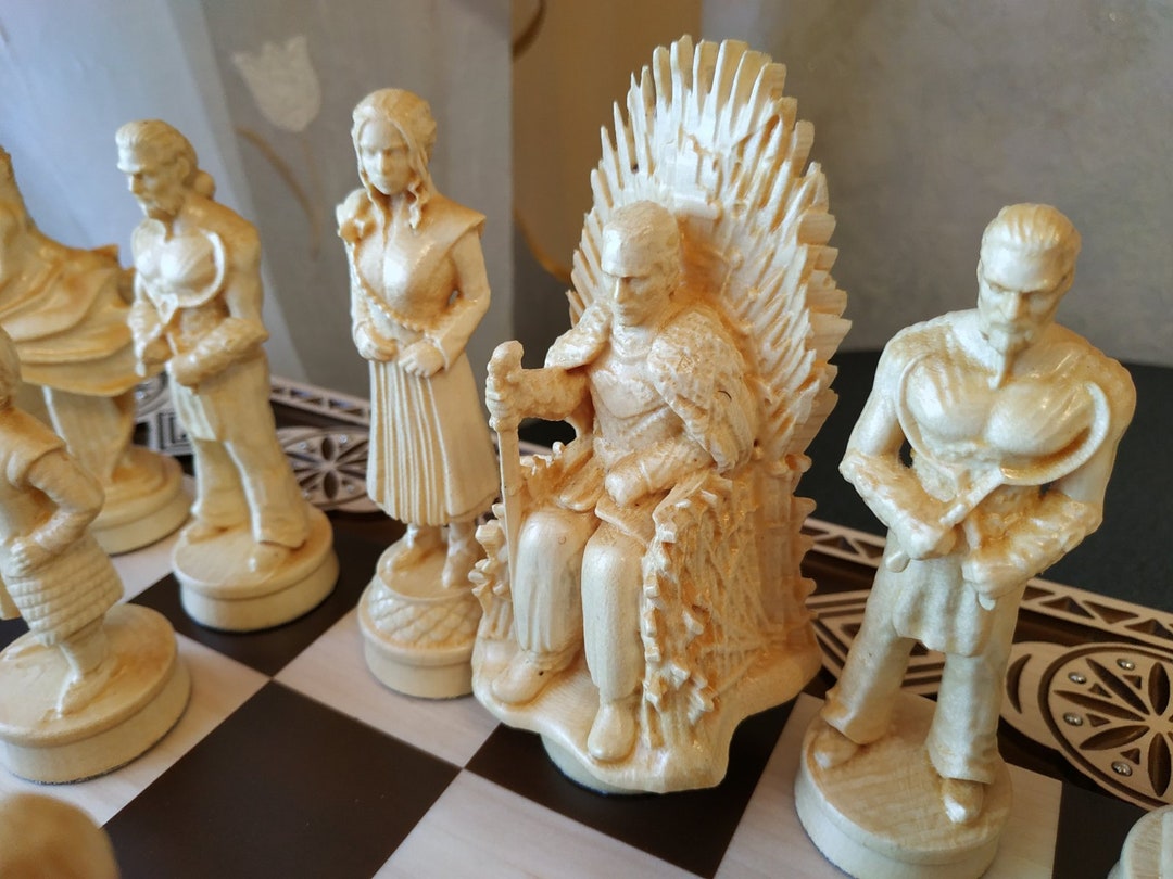 Wooden Chess Pieces Battle of Thrones Knights Chess Set Etsy