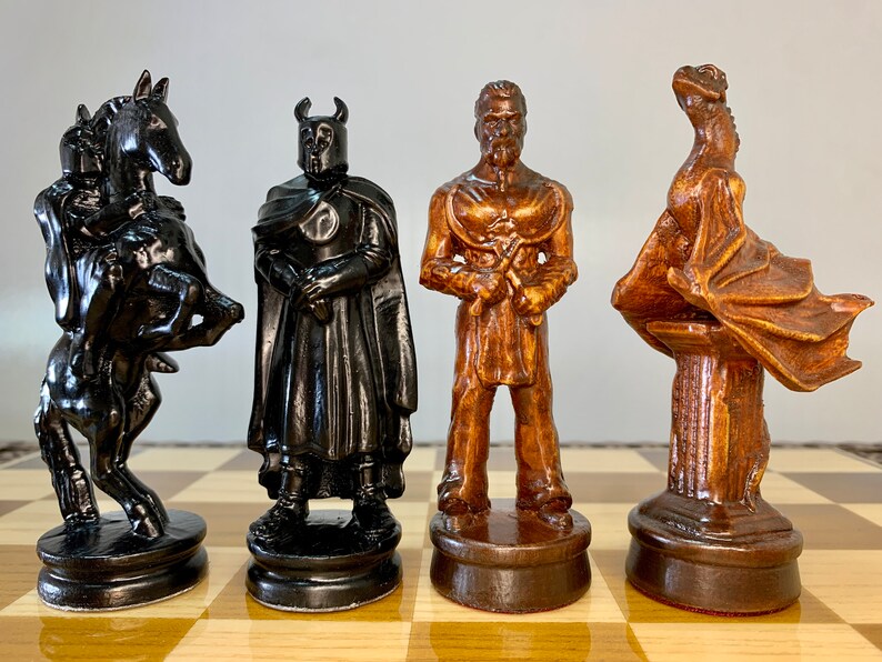 Knight Rider Chess Hand Carved Wooden Chess Pieces: Battle of Thrones Knights - Etsy