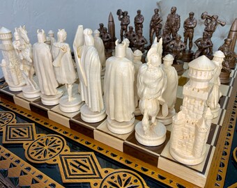 手作りの木製チェスの駒：ウクライナ軍と騎士 - Etsy 日本
