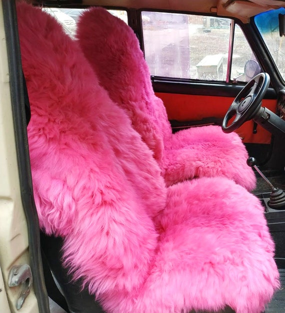 Royal Blue fluffy faux fur car headrest covers 1 pair