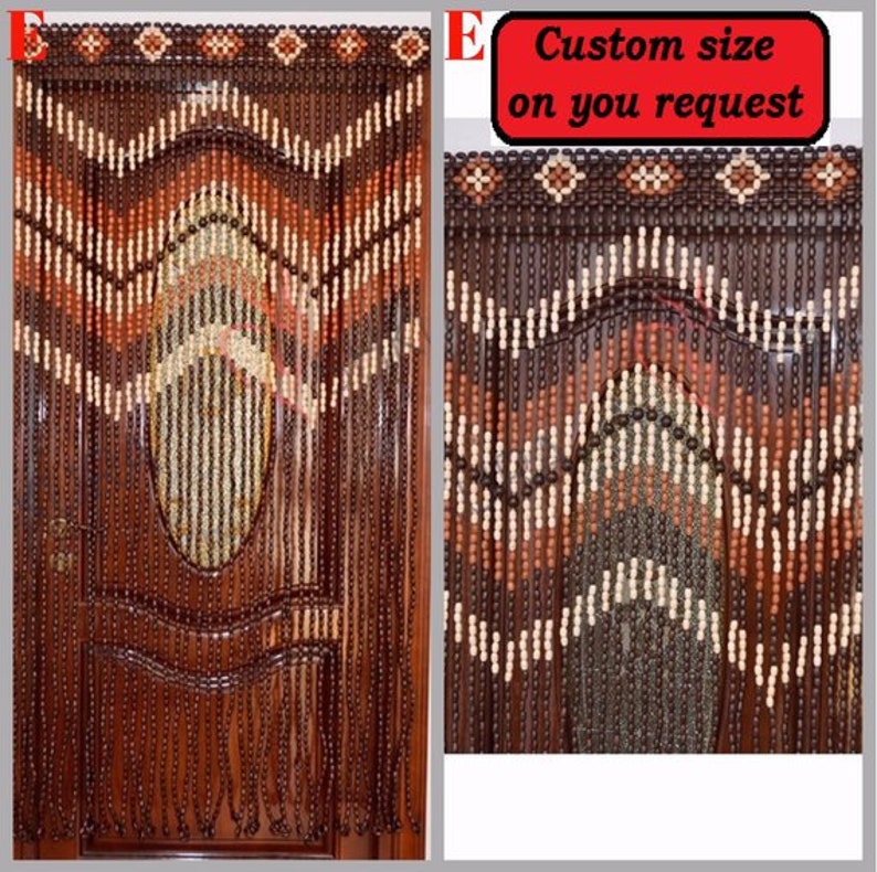 Beaded Door Curtain 120W x 84L decor for living room window Wood blinds Doorway big size Beads Curtains Handmade unique gift wife mother image 8