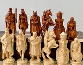 手作りの木製チェス駒：彫刻された騎士のデザイン - Etsy 日本