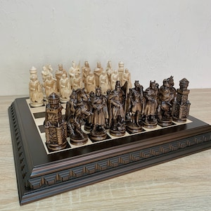 &quot;Holz Schach Set &quot;&quot;Ritter&quot;&quot; große hohe Figuren, einzigartige Brettspielfiguren Holz exklusiv Schach handgemacht seltenes Geschenk für Mann Freund, Vater.&quot;