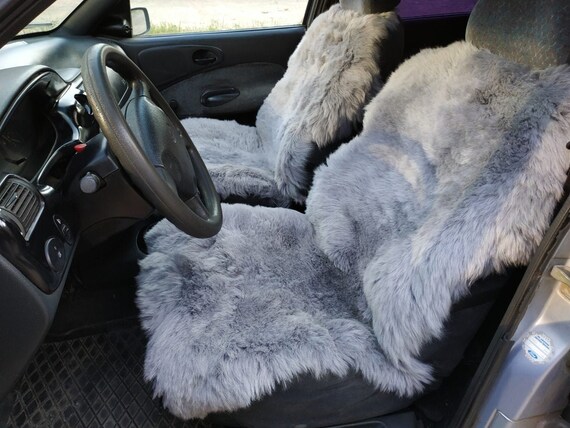Genuine Australian Sheepskin Car Seat Cover - Pearl White, Soft Wool Cushion Pad