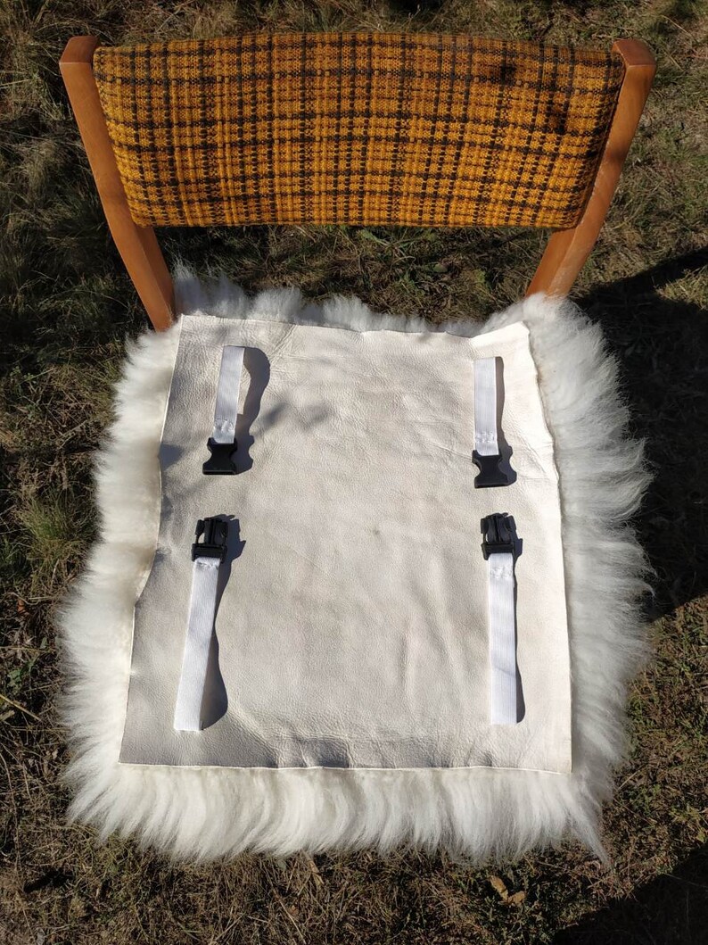 Round Chair pads Sheepskin White Gray Sheepskin stool covers Etsy