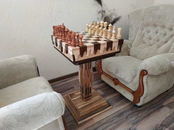 WE Games Classic Chess Set - Walnut Wood Board 12 in