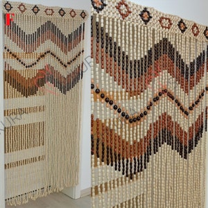 Beaded Door Curtain 120W x 84L decor for living room window Wood blinds Doorway big size Beads Curtains Handmade unique gift wife mother image 9