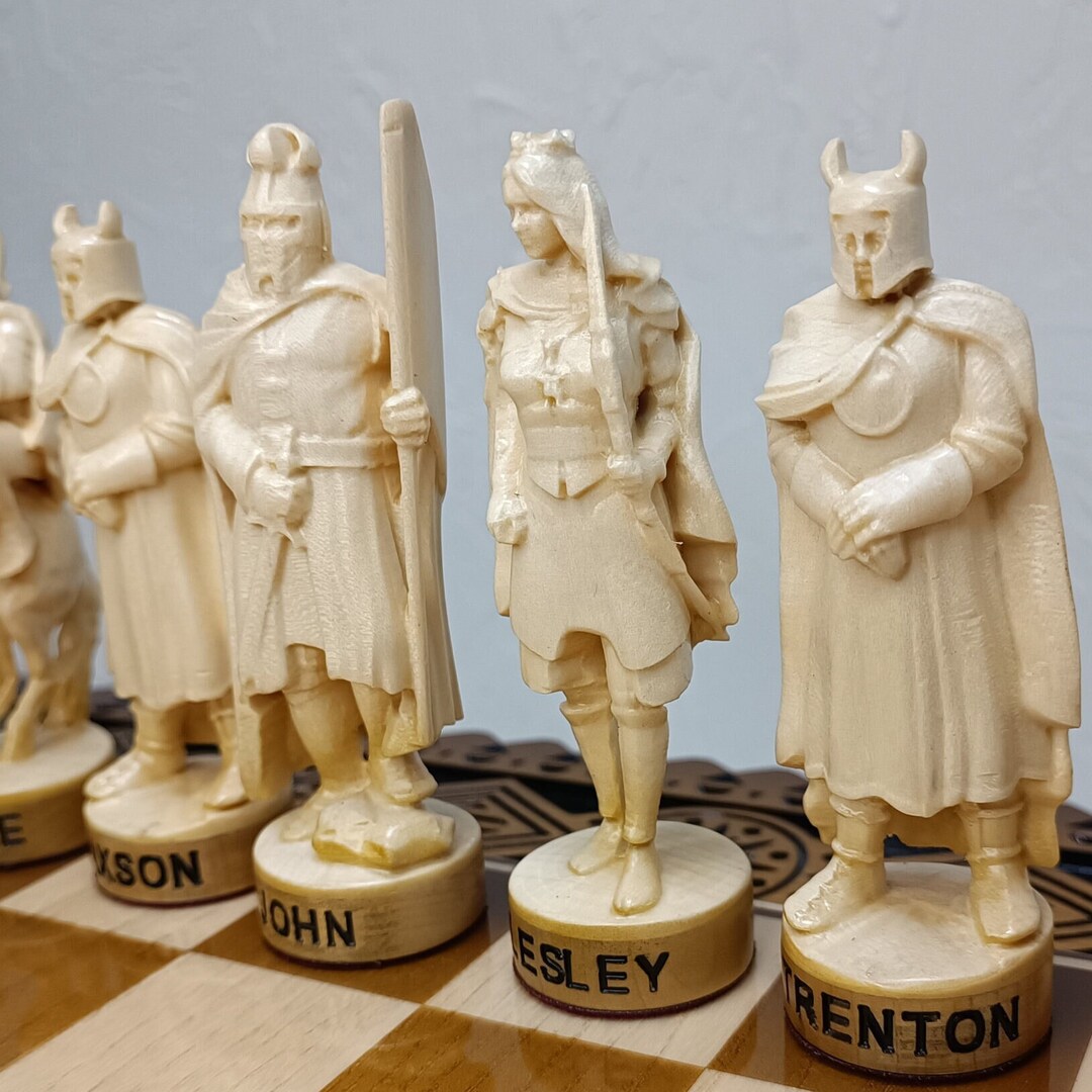 Personalized Wooden Chess Pieces knights Named - Etsy