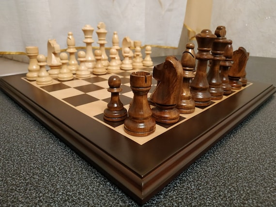 Chess Set - Wood & Metal Men on Alpha Numeric Board – WorldWise Imports