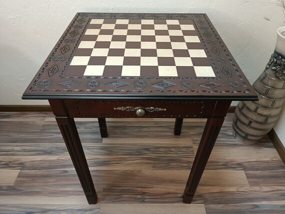 Luxury Big Wooden Chess Set with 2 drawers 23.6 inch Unique Handmade Board  Game