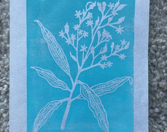 Blockprint, Blue Mango Tree Leaves