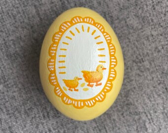 Easter Egg, Hand Painted, Ceramic, Yellow