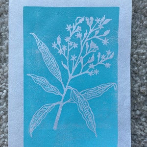 Blockprint, Blue Mango Tree Leaves