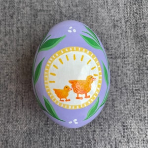 Easter Egg, Hand Painted, Ceramic, Purple, Ducks image 1