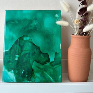 Abstract Art, Alcohol Ink, Resin, Malachite Green image 2