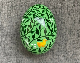 Easter Egg, Hand Painted, Ceramic, Green