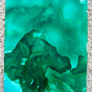 Abstract Art, Alcohol Ink, Resin, Malachite Green image 5