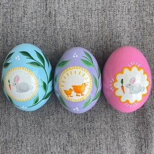 Easter Egg, Hand Painted, Ceramic, Purple, Ducks image 5