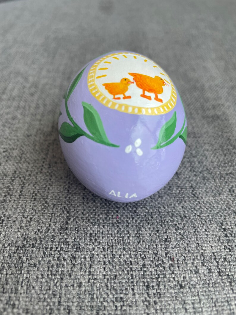 Easter Egg, Hand Painted, Ceramic, Purple, Ducks image 4