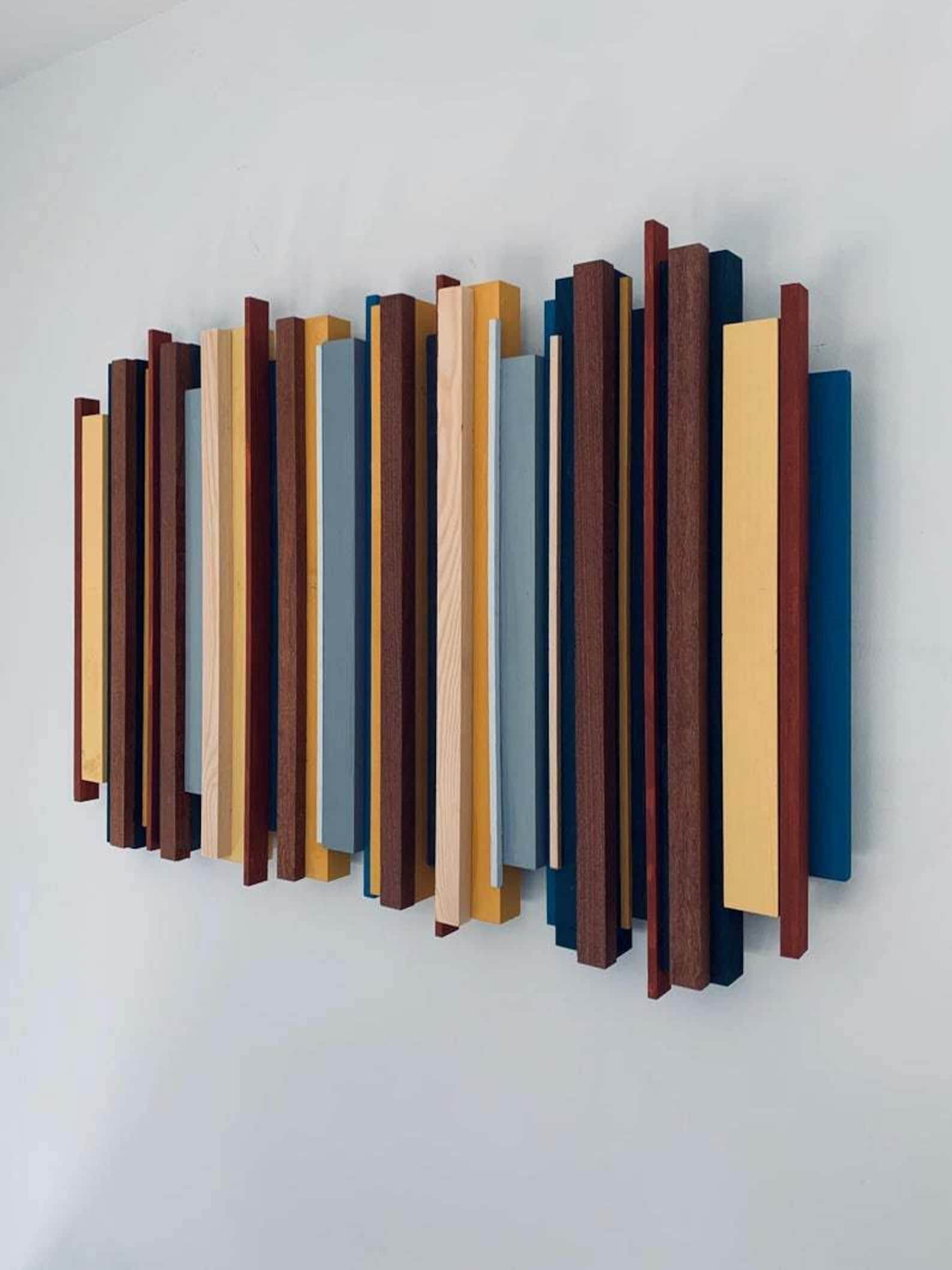 Geometric wood art mid century modern art wood wall art Etsy