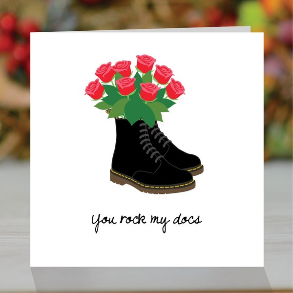 Dr. Marten Boots Card, Doc Martens Birthday Card, Air Wair card, Docs card, DM's card, you rock my docs card