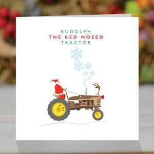rudolph the red nosed tractor. father christmas on a rudolph tractor