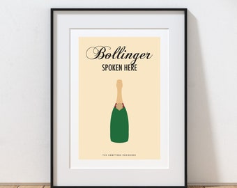 Bollinger Spoken Here, Personalised Print, Contemporary, Graphic Champagne print, Home Decor print