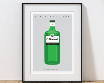 Personalised 'A Vintage Year' Birthday Gin Print, Memorable Year Print, Birthday Print, Special Occasion Print, Wall Art