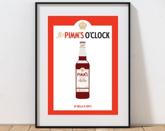Personalised It's PIMMS O'clock Print, Contemporary, Graphic Print, Pimm's Print, Home Decor print