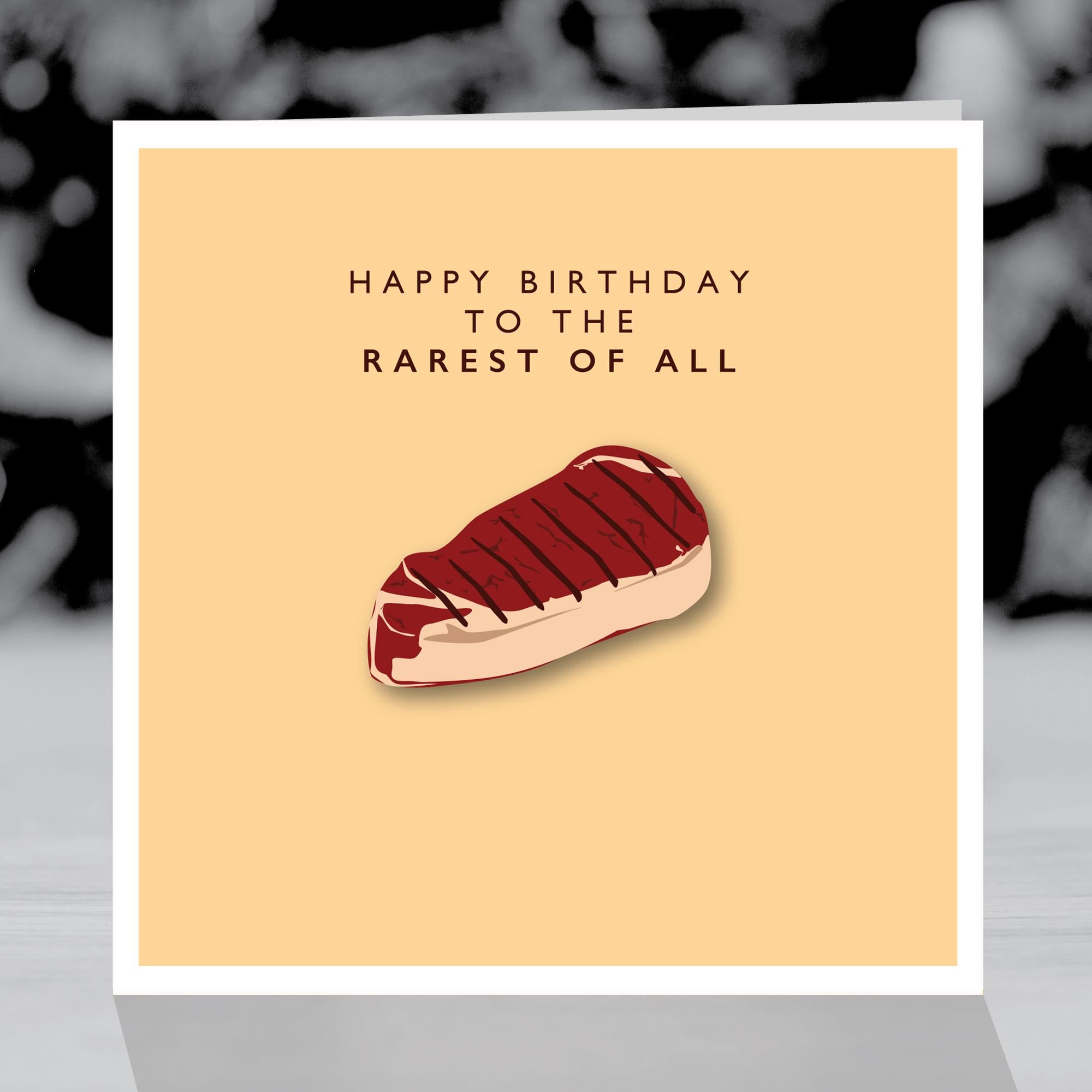 rare steak birthday card Make No Mis-Steak Greeting Funny Design Perfect for Birthdays, Celebrations, and Culinary Enthusiasts Envelope Included Happy Birthday to the Rarest