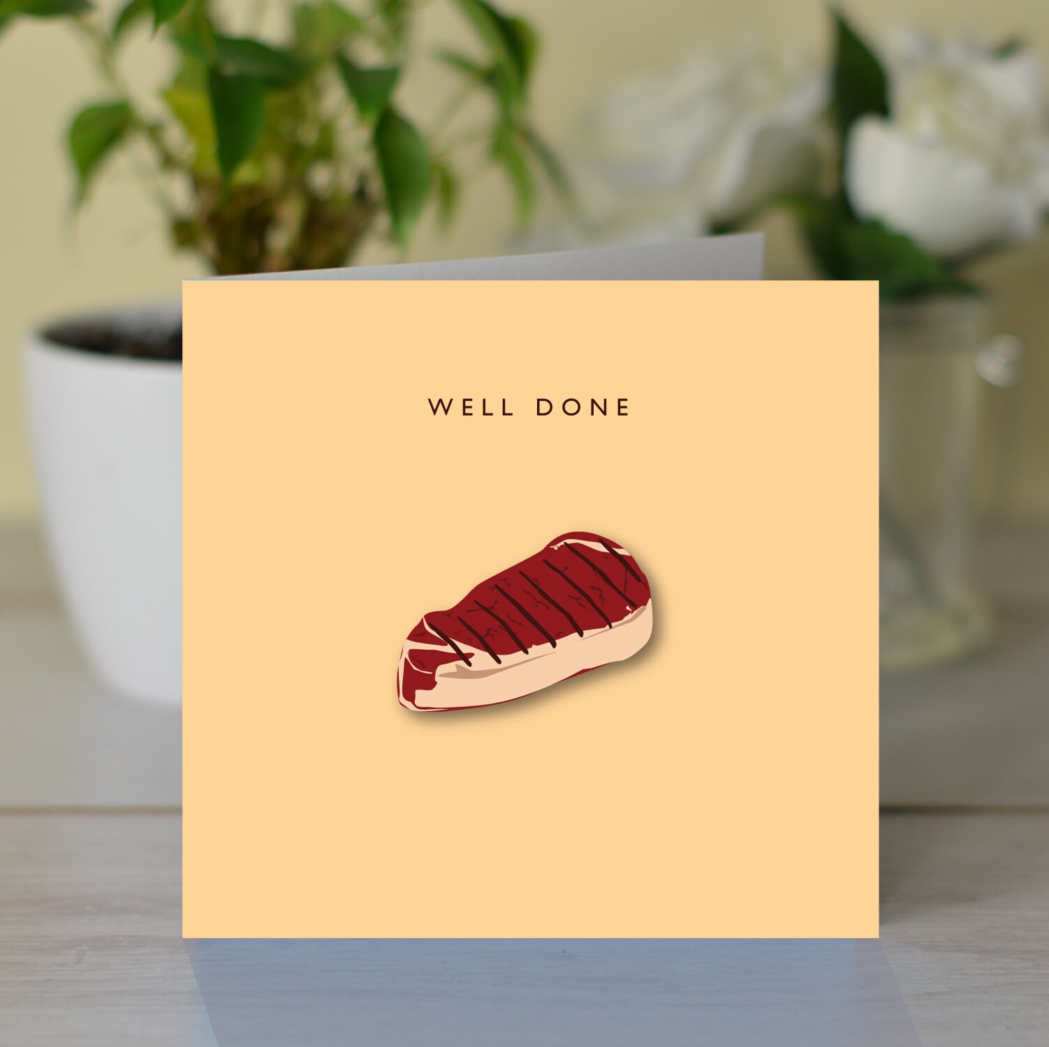 Well Done Card in both Square & Portrait Format, Funny Well Done Card…