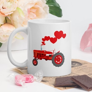 I am so &#39;A-Tractored&#39; To You, white, glossy, ceramic tractor mug, 11oz or 15 oz available