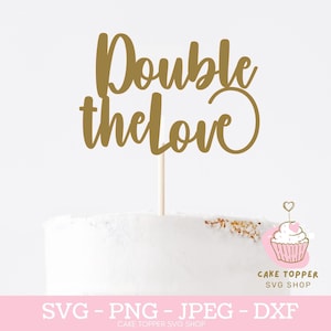Verdubbel de liefde Twin Baby Douche Gender Reveal Cake Topper SVG